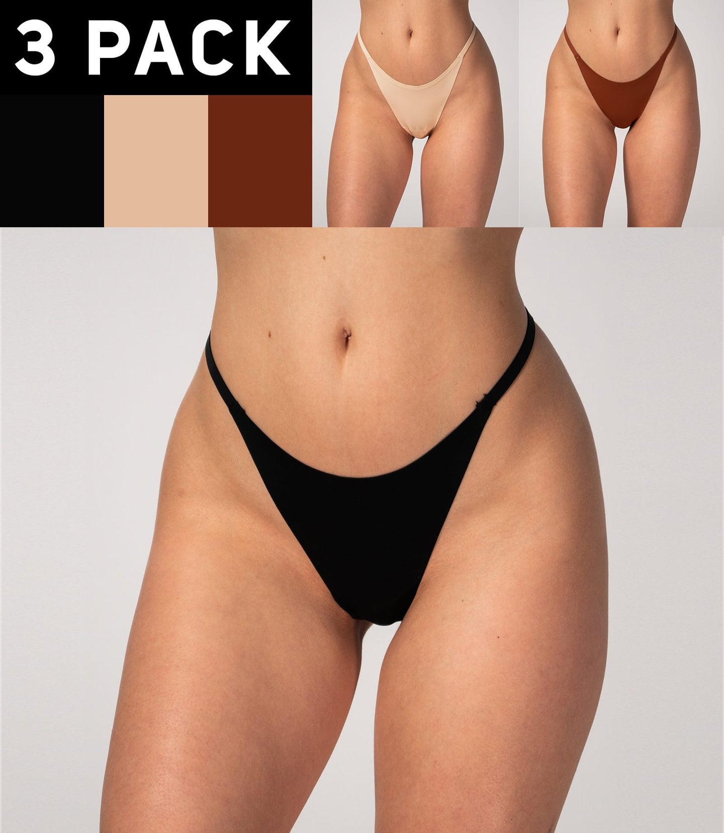 3 PACK Women's High-Rise Thongs
