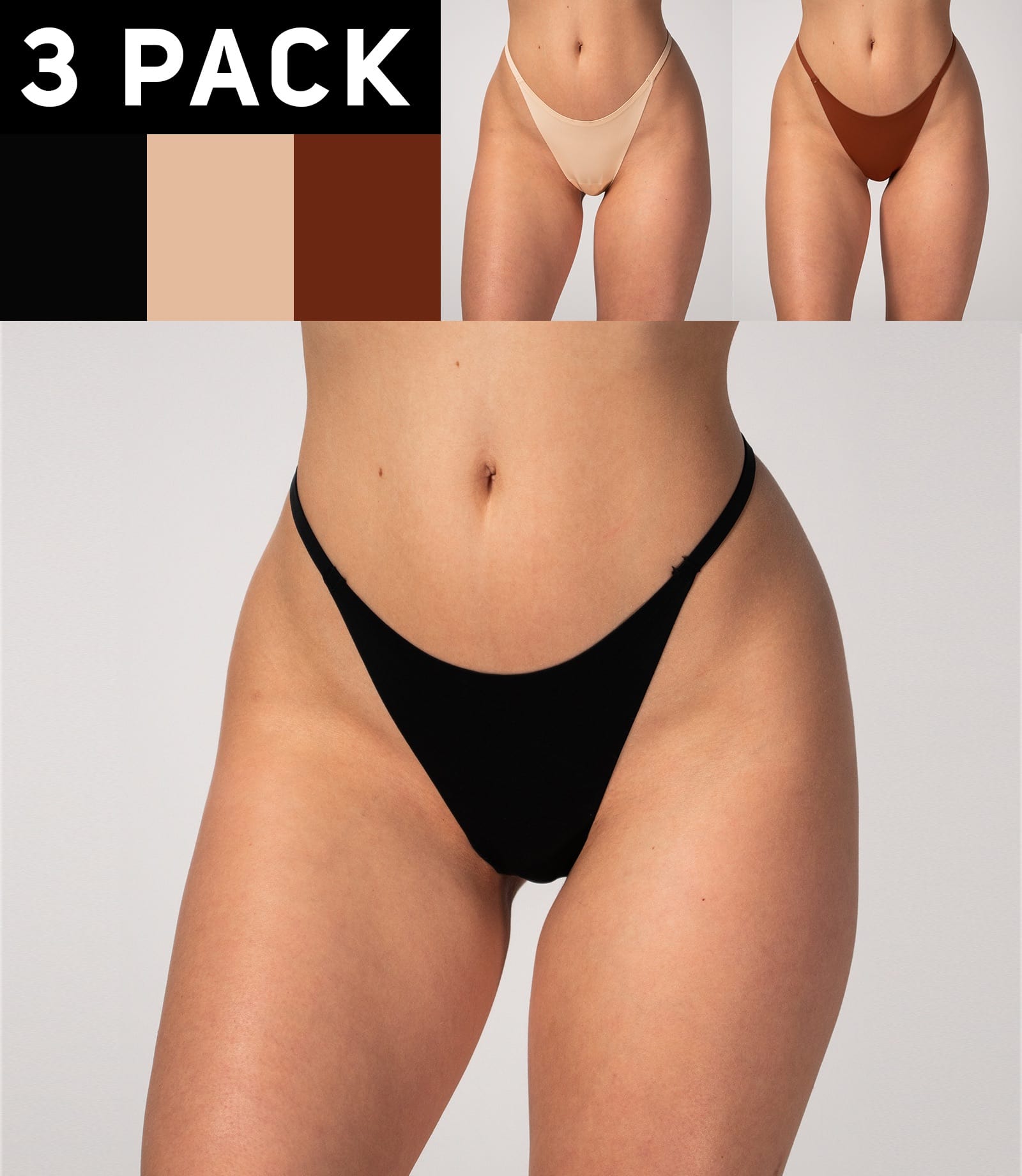 3 PACK Women's High-Rise Thongs